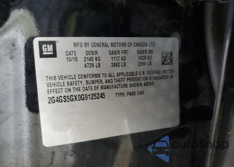 2016 Buick Regal Premium z USA, uszkodzony, nr VIN 2G4GS5GX0G9125245